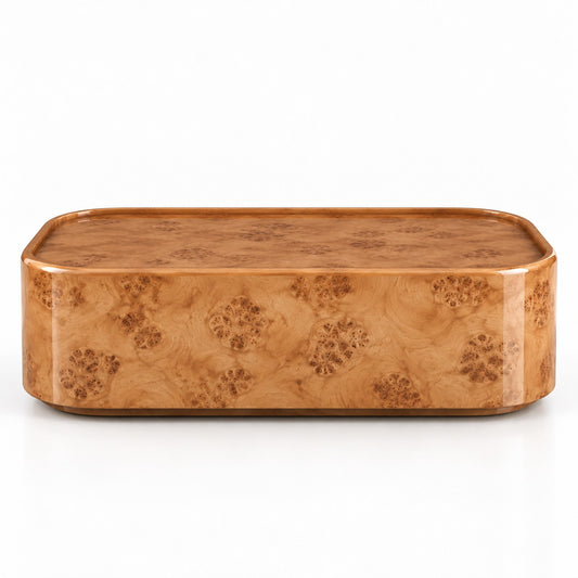 Maple Rounded Burl Wood Coffee Table
