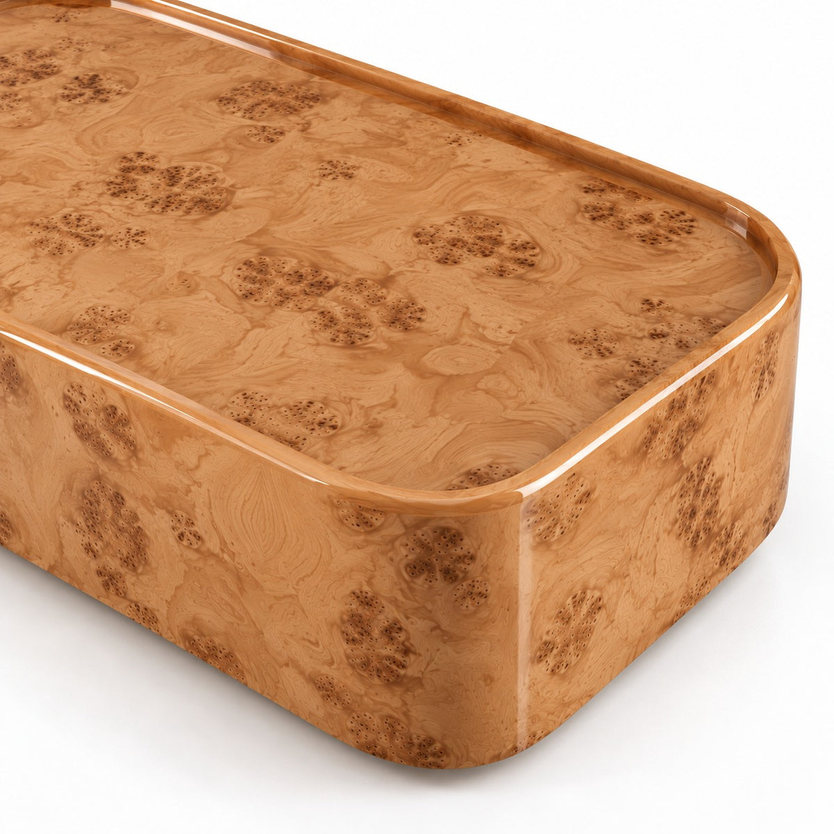 Maple Rounded Burl Wood Coffee Table